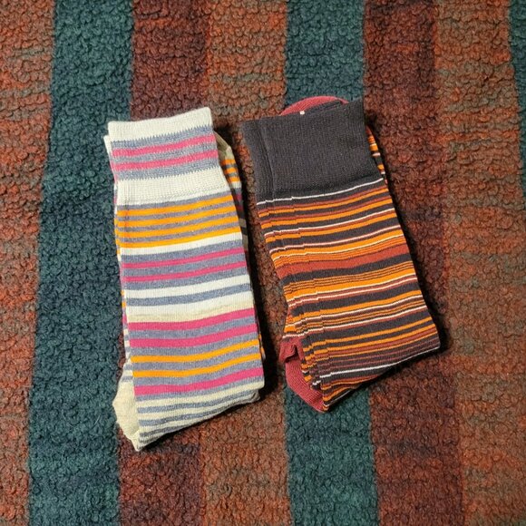 2 PAIR MENS STRIPED DRESS SOCKS - Picture 2 of 3